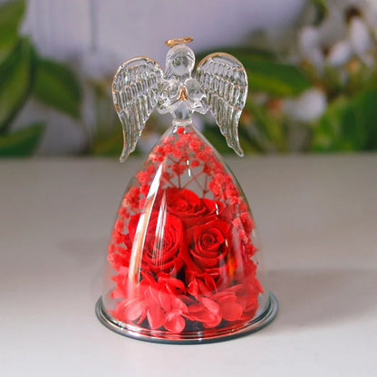 Angel Glass Cover Eternal Flower Gift Box with dried rose inside