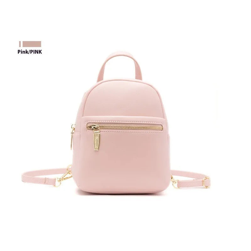 Soft PU mini backpack in multiple colours showing three-dimensional outer pockets and street style design.