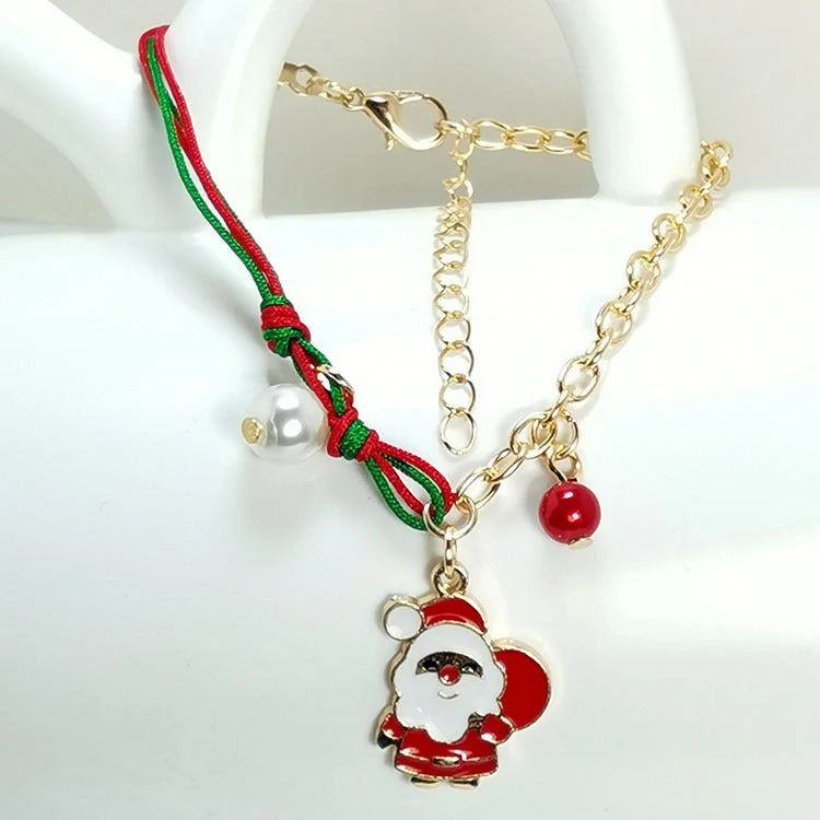 Charming Christmas bracelet with festive charms like Santa, snowmen, and snowflakes