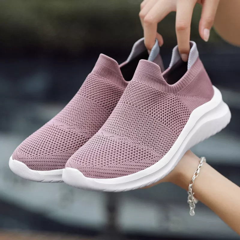 Women's Couple Flying Woven Socks Mouth Mesh Sneakers in various colors