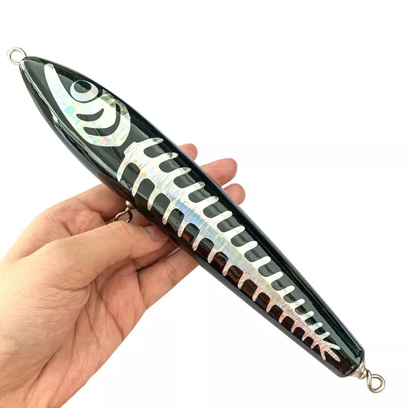 Handmade wood fishing lure for sea and boat fishing with realistic bionic design