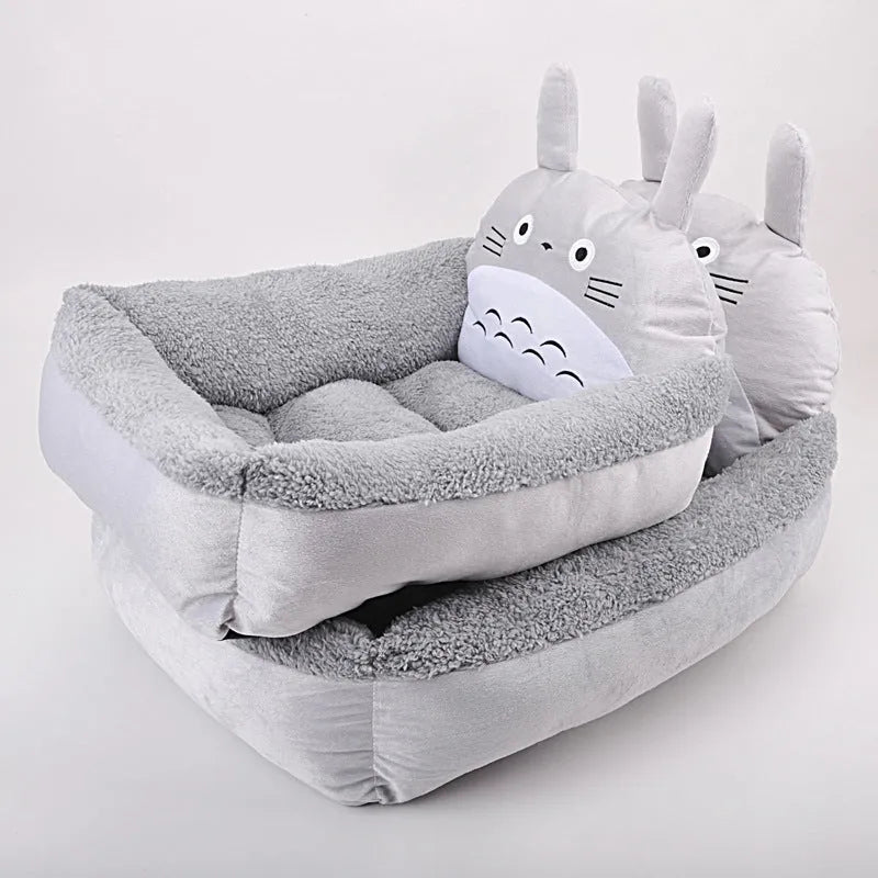 Cartoon-style soft pet bed sofa for small dogs and cats with a washable cover