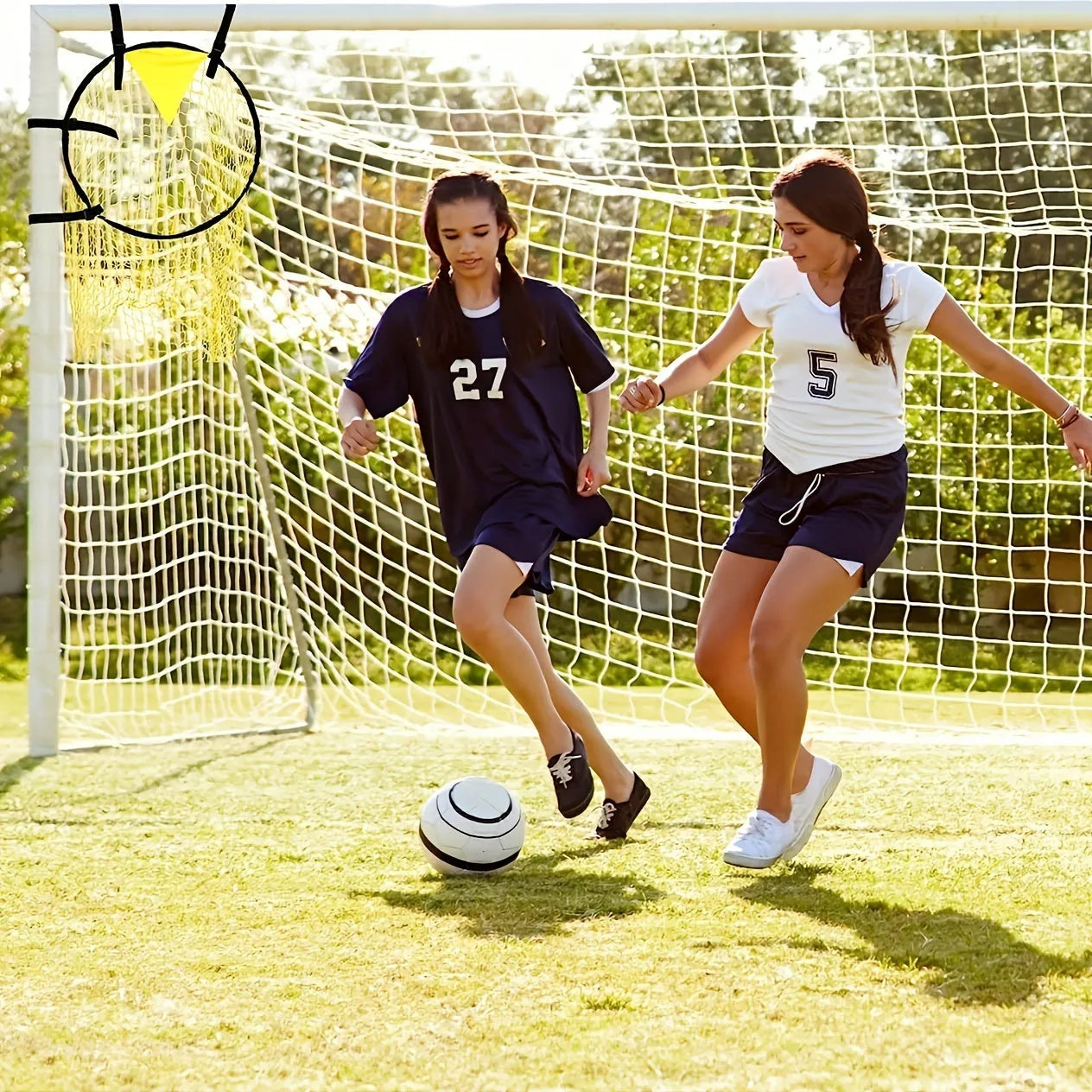 Portable foldable soccer training goal net in black or yellow colour for backyard football practice