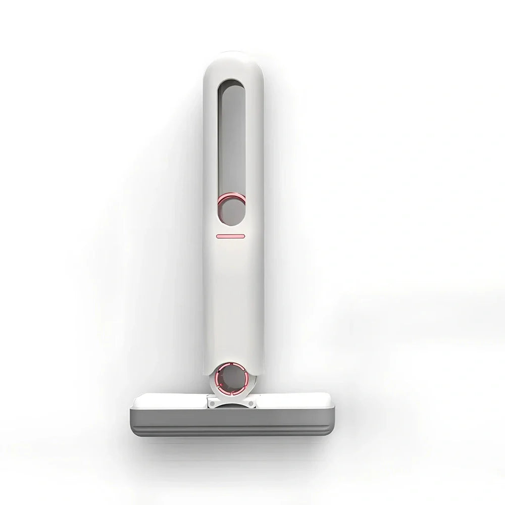 Portable self-squeeze mini mop showing 180-degree fold mechanism and compact design