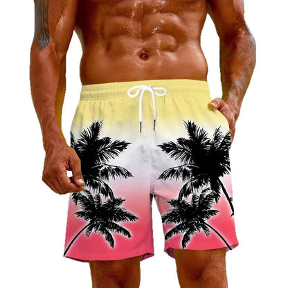 Men's micro-elastic quick-drying swimming trunks in polyester fabric showing colour and fit details