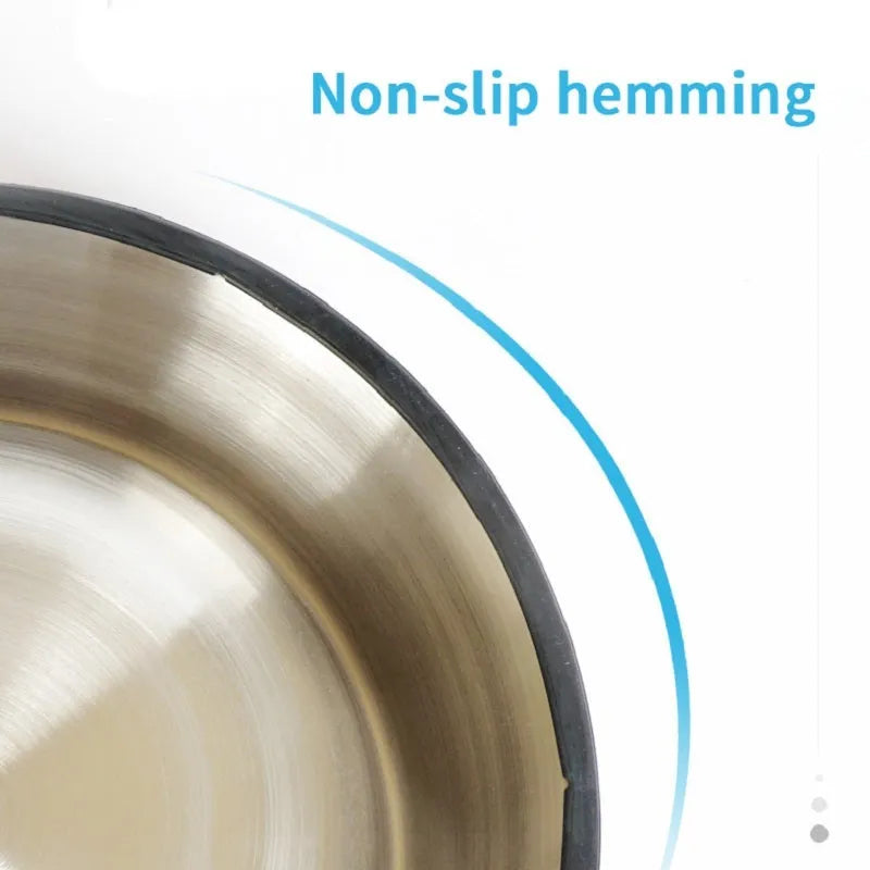 Stainless steel pet bowl with colourful melamine exterior in various sizes with non-slip rubber base