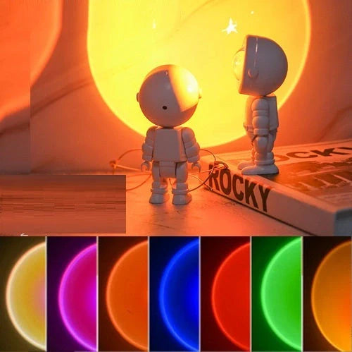 Rechargeable Astronaut Robot Rainbow Projection Sun Lamp with customizable sunset colors