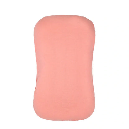 Portable crib with interchangeable fabric cover showing 75x45cm dimensions and multiple colour options