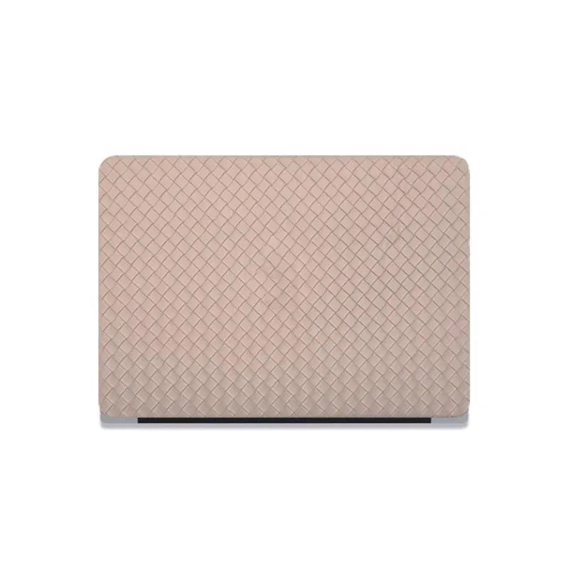 Milk tea colour leather woven laptop case for MacBook Air and Pro, model-specific protective shell.