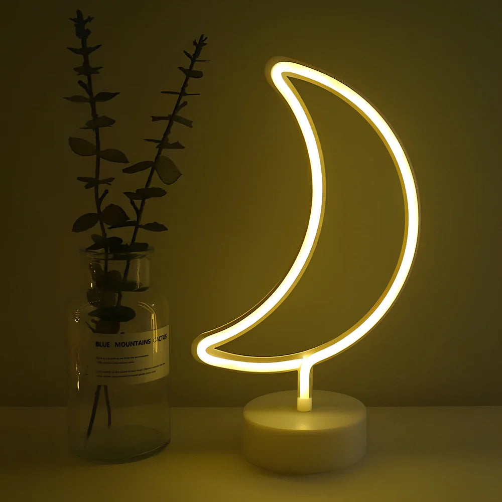 Neon LED wall light with 2000 lumen output and decorative shapes including star and moon designs