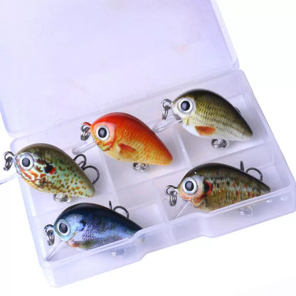 Mini Crankbait fishing lures set with bright colors and 3D holographic eyes