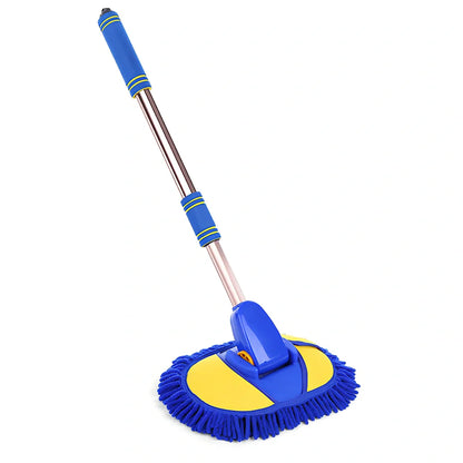 Blue round chenille mop with 20cm diameter head and 300cm aluminium handle for floor cleaning