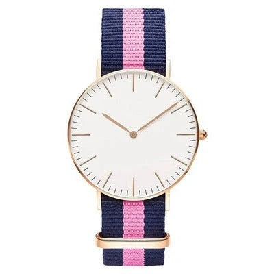 Nylon two-needle watch with quartz movement and stainless steel buckle