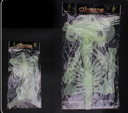 Luminous Halloween skeleton prop emitting a green glow, perfect for spooky holiday decorations and events