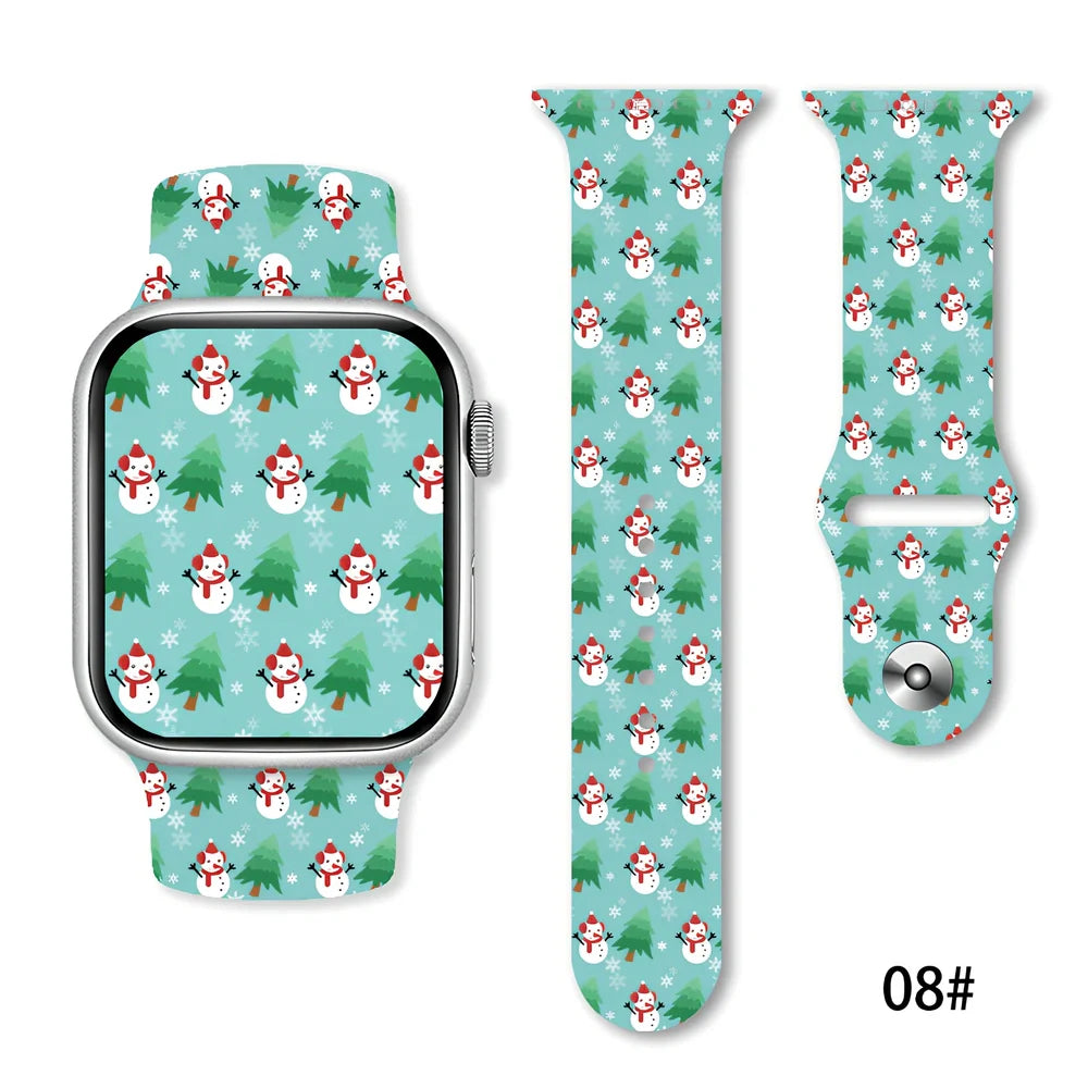 Christmas silicone watch strap in solid colours fitting 38-49mm watches with 30 colour options