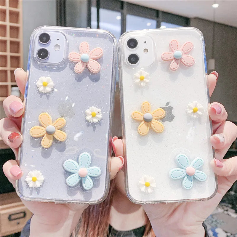 iPhone soft rubber protective case with girl heart floral pattern, compatible with iPhone 6 through iPhone 13 Pro Max models including iPhone SE, X, XR, XS, 7, 8, 11, 12, and 13 series in various sizes.