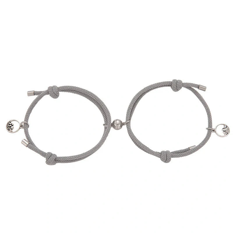 Alloy Eachother Couple Bracelet with magnetic buckle and adjustable design