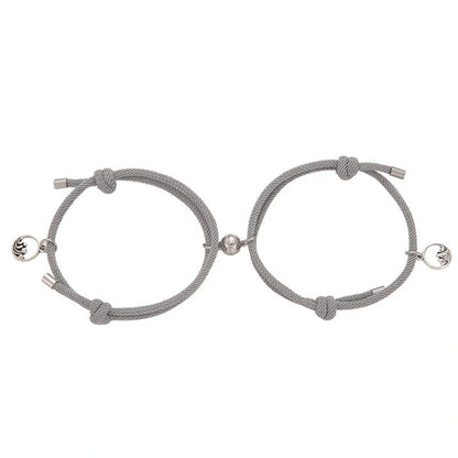 Alloy Eachother Couple Bracelet with magnetic buckle and adjustable design