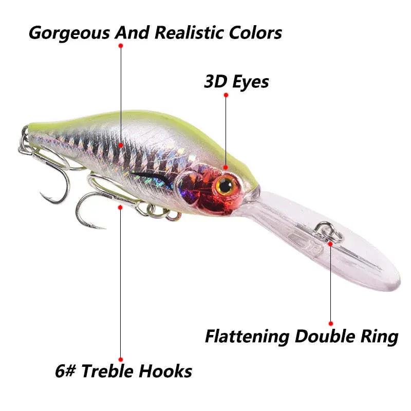 Floating Rock 10.5cm deep diving soft plastic minnow lure in multiple colours for freshwater fishing.