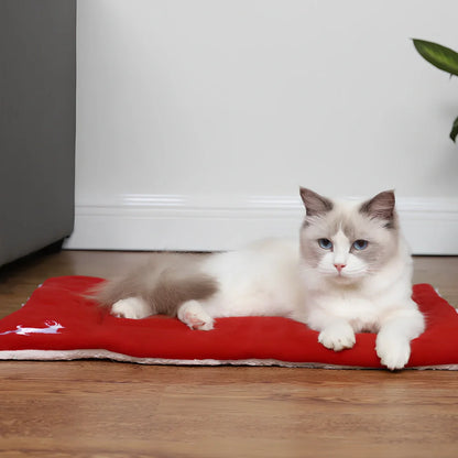 Red Christmas pet mat with super soft cloth material for dogs and cats in four sizes