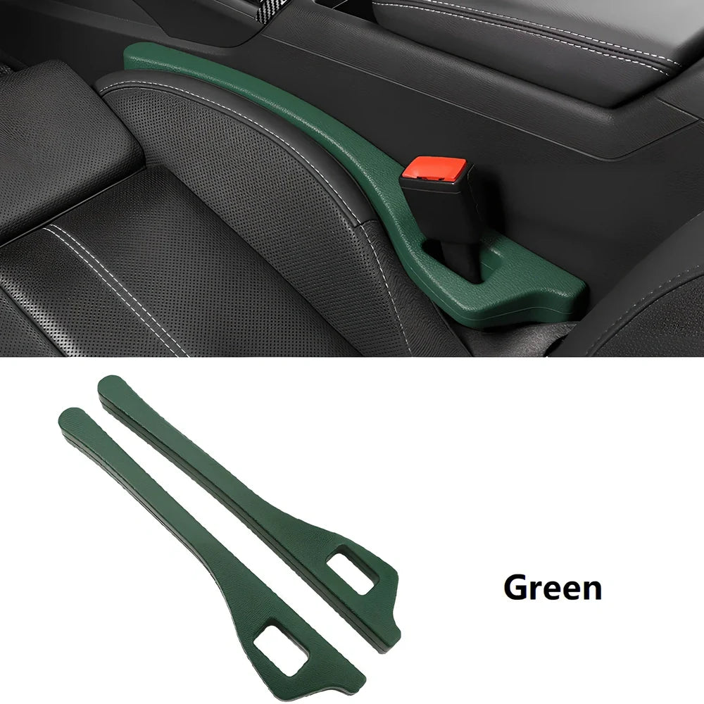 Black and green car seat gap filler strips, 5cm thick PU material, universal fit for vehicles