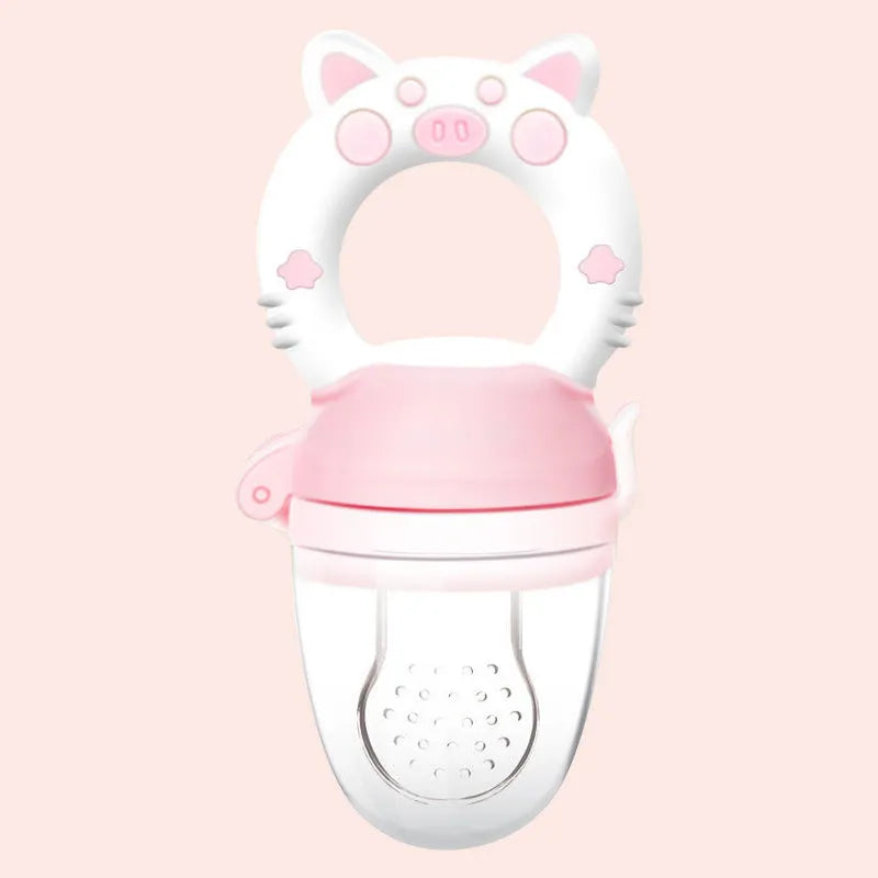 Blue, green, and pink silicone baby teethers with textured surfaces for chewing.