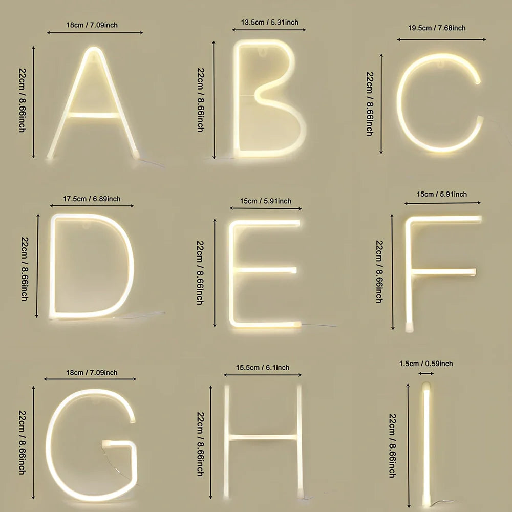 LED English alphabet letter light with plastic shell and night light colour option