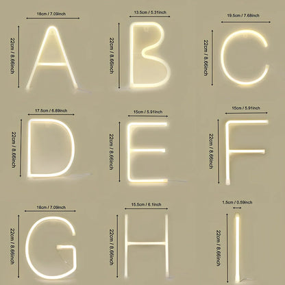 LED English alphabet letter light with plastic shell and night light colour option
