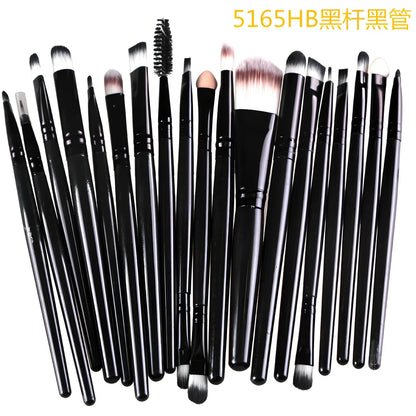 Cosmetic brush kit with 3cm nylon bristles and 14cm plastic handles in multiple colours