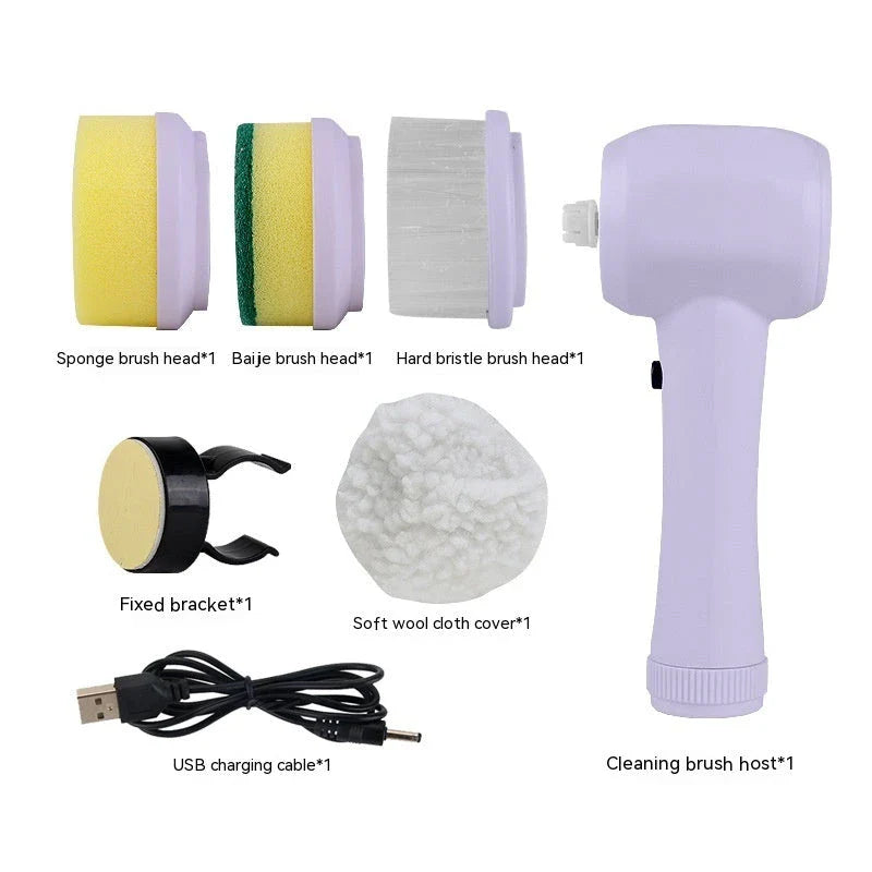 Cordless Electric Spin Cleaning Brush with 4 Interchangeable Brush Heads for Powerful Scrubbing of Tiles, Countertops, and More