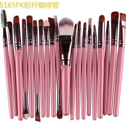 Cosmetic brush kit with 3cm nylon bristles and 14cm plastic handles in multiple colours