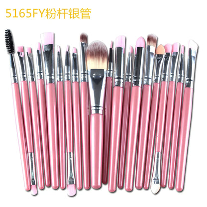Cosmetic brush kit with 3cm nylon bristles and 14cm plastic handles in multiple colours