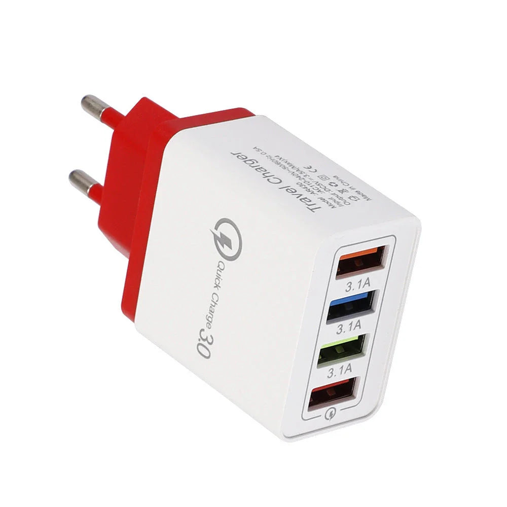 High-speed 4-port USB charging station with quick charge 3.0 technology for smartphones and tablets