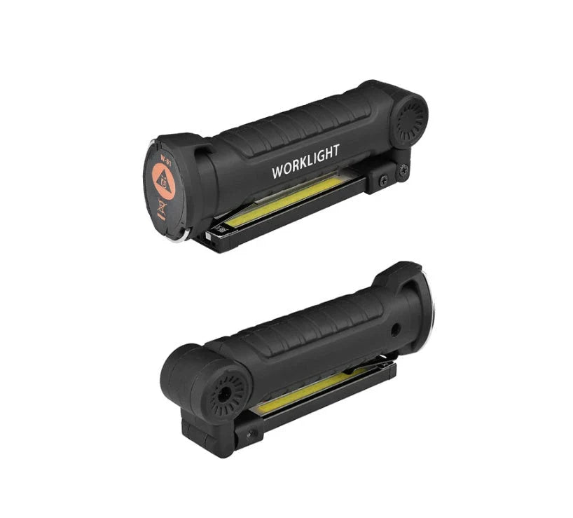 Powerful COB LED Tactical Flashlight with carbon-fiber-infused body, magnetic base, and multiple lighting modes