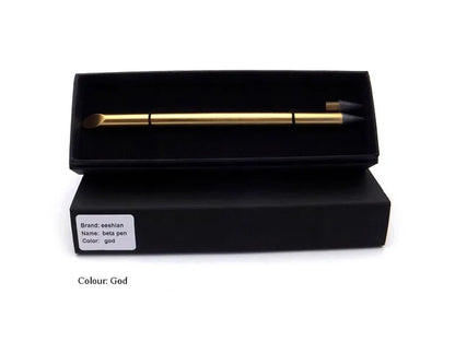 Inkless metal pen with 0.5mm alloy steel nib in silver finish, showing 16cm length and included presentation box