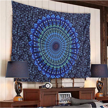 3D digital printing polyester elephant mandala tapestry in vibrant colors