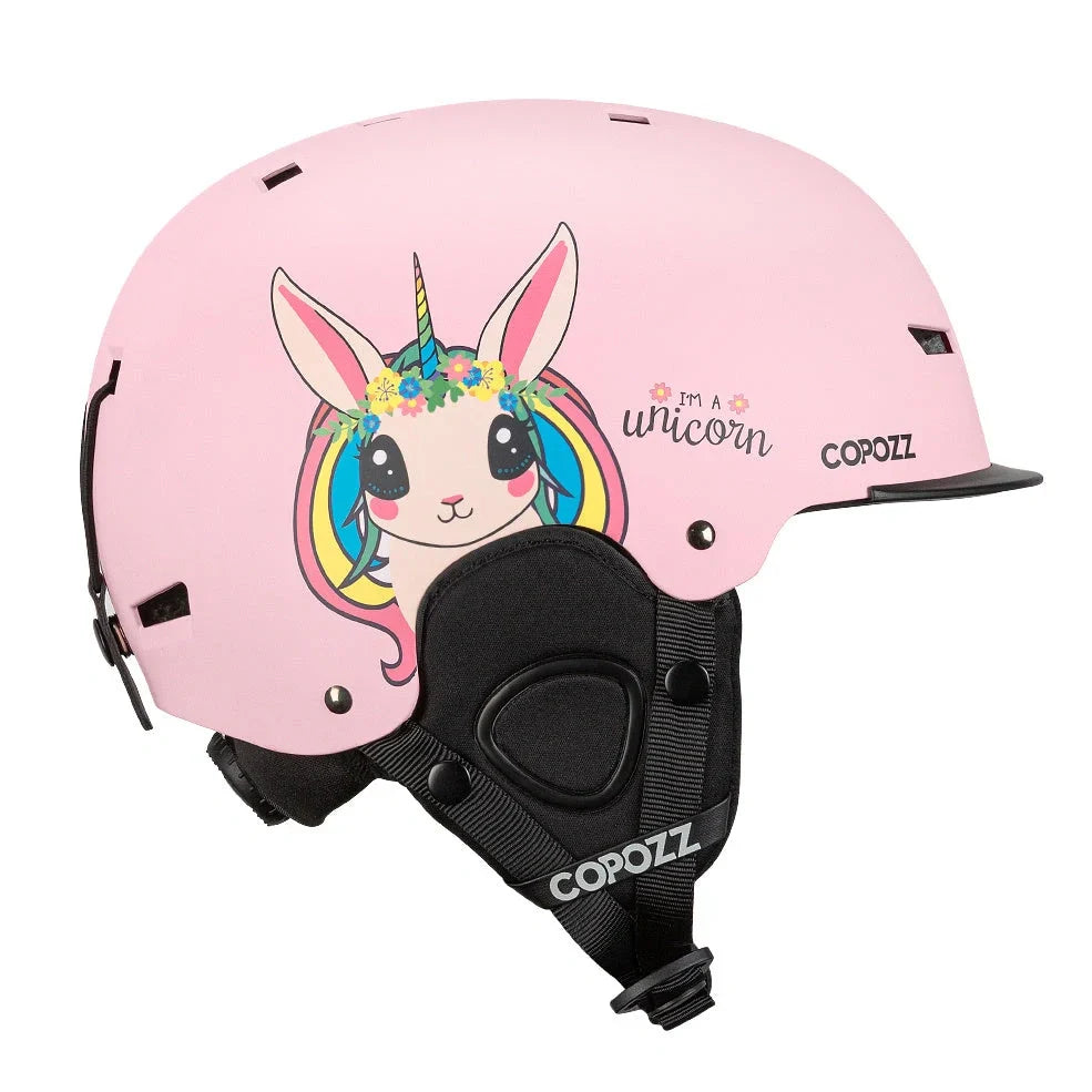 Adult ski helmet with PC hard shell construction in multiple sizes for skiing and cycling protection