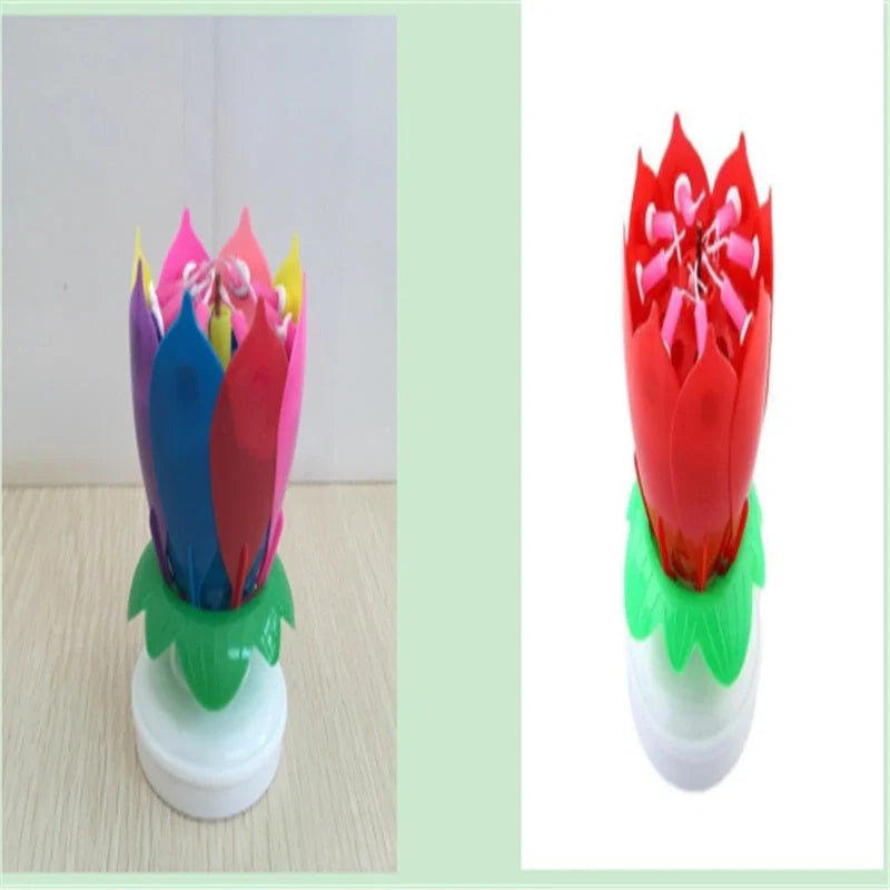 Musical Lotus Candles in various colors with a unique lotus design and music feature