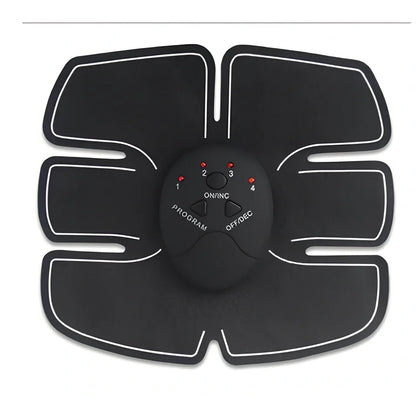 EMS muscle stimulator with six conductive pads for abdominal training and electrical muscle stimulation