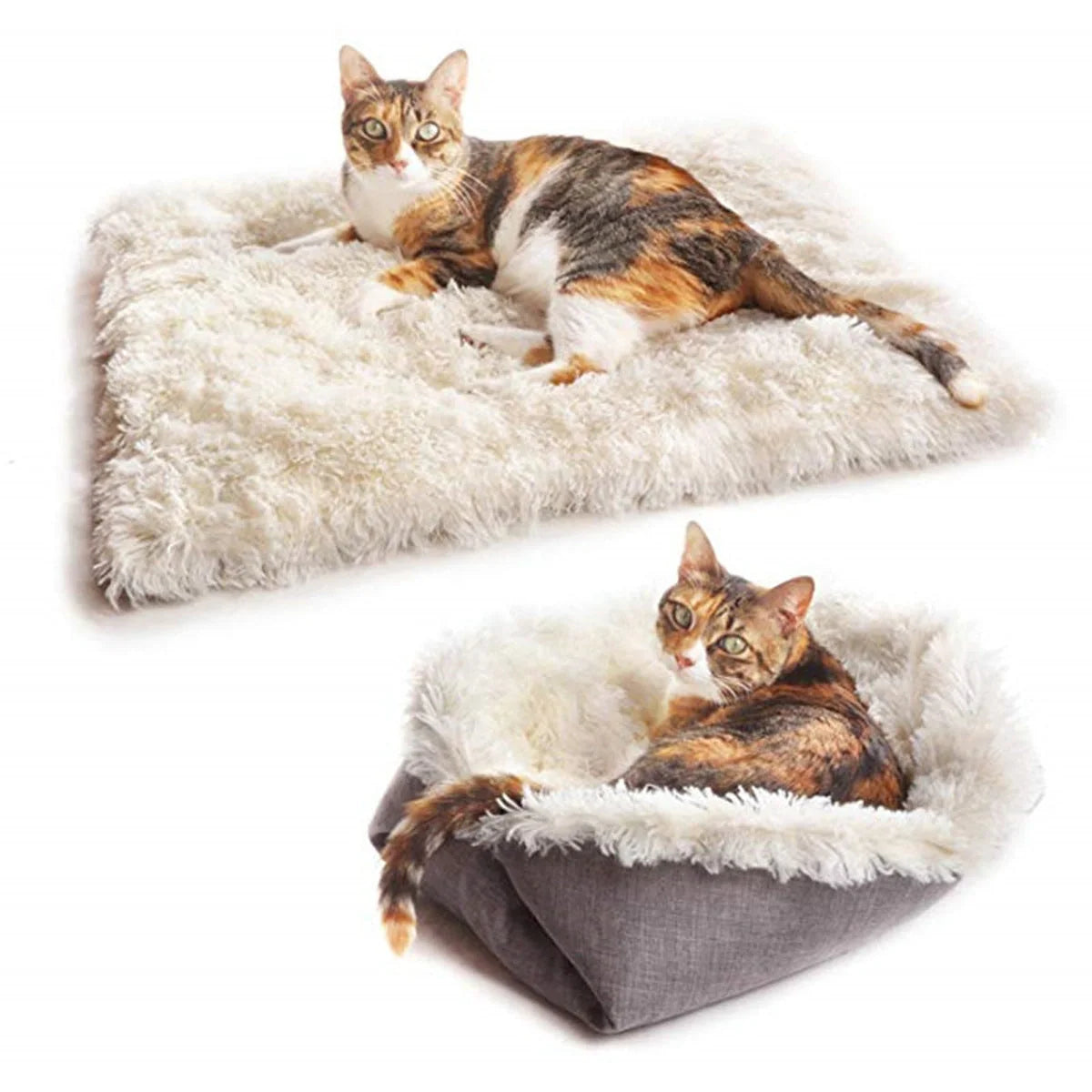 Foldable fleece pet bed mat for dogs and cats, warm and comfortable sleeping area