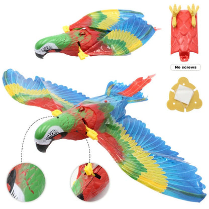 Interactive hanging eagle cat toy for active play, durable plastic construction