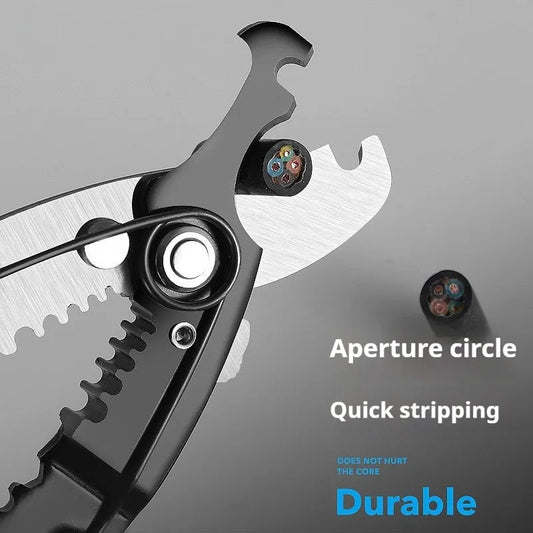 Fully automatic wire stripping pliers tool with high carbon steel blades for electrical work