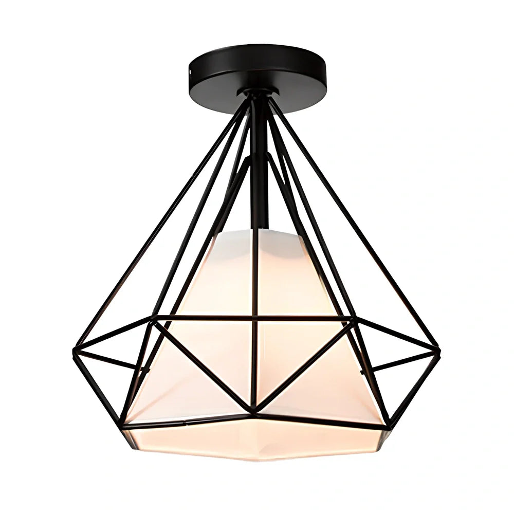 Adjustable ceiling lamp with black finish and extended line against white ceiling