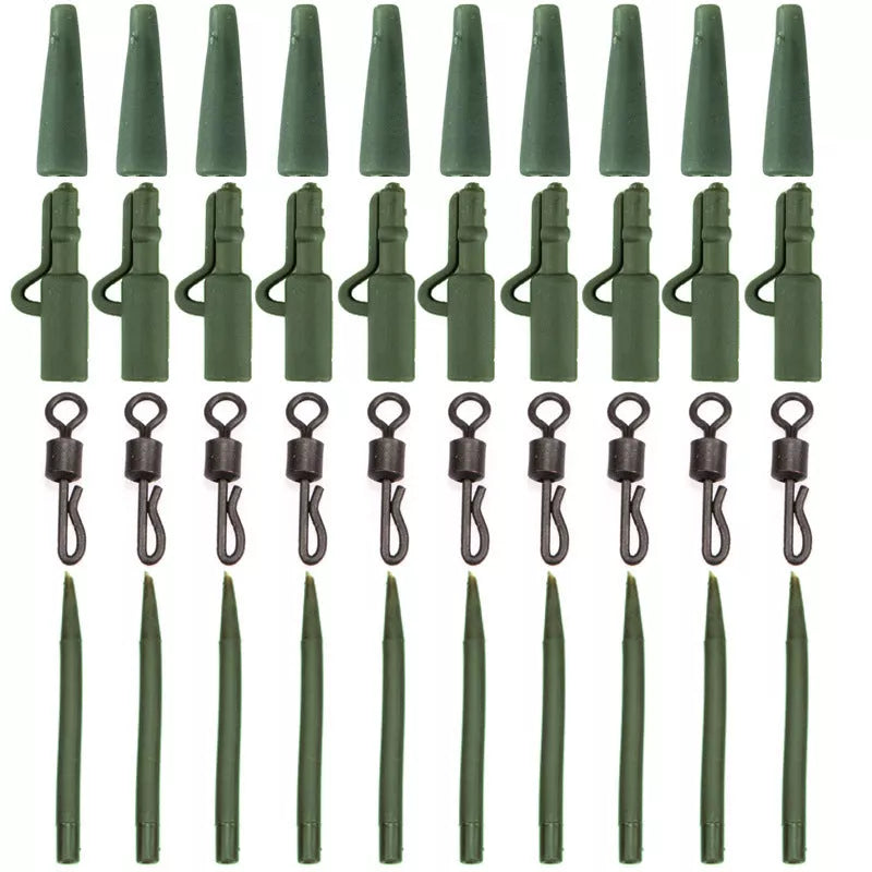 Grass green ABS alloy copper carp fishing gear accessories, 40-piece set