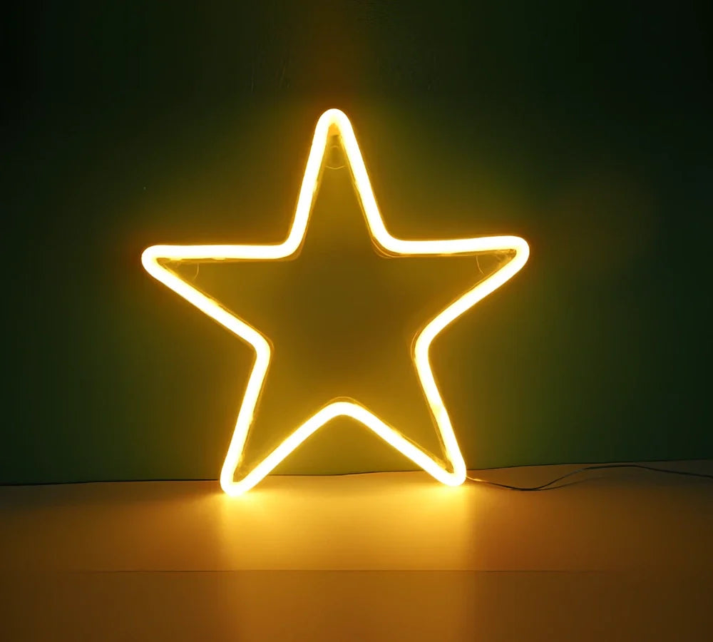 Hanging LED neon wall light in PVC, USB powered, sizes 100-600mm for home decor