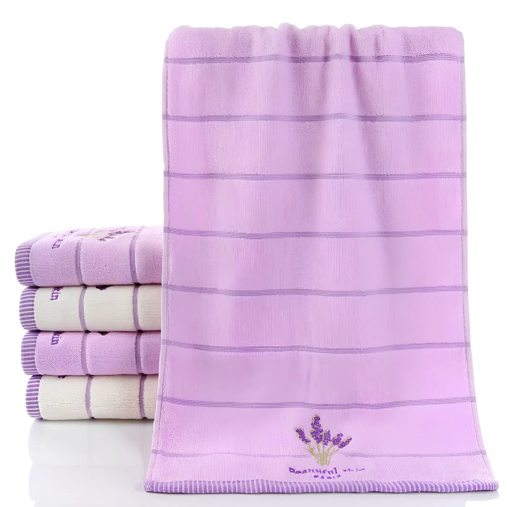Pure cotton embroidered face towel with detailed 32-strand patterns measuring 34x74cm