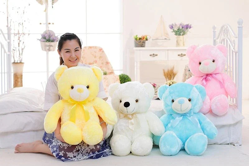 Illuminating LED Teddy Bear Plush Toy with color-changing lights, perfect for cozy ambiance and festive decor