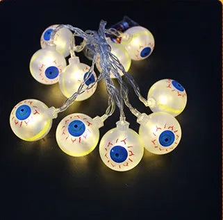 Halloween LED string lights with pumpkin, ghost and bat decorations on 1.2 metre battery-powered cord