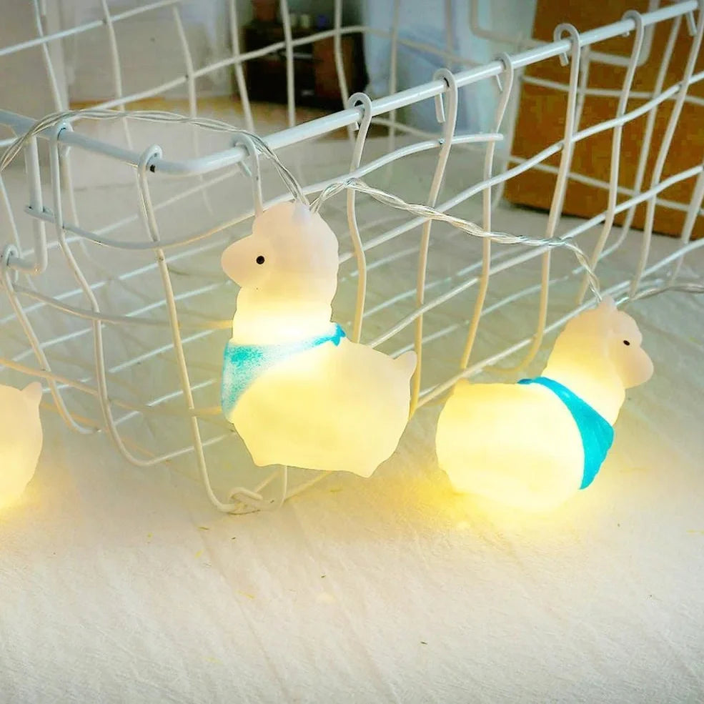 Blue Christmas sheep LED lights on 2-metre cable with battery box for outdoor decoration