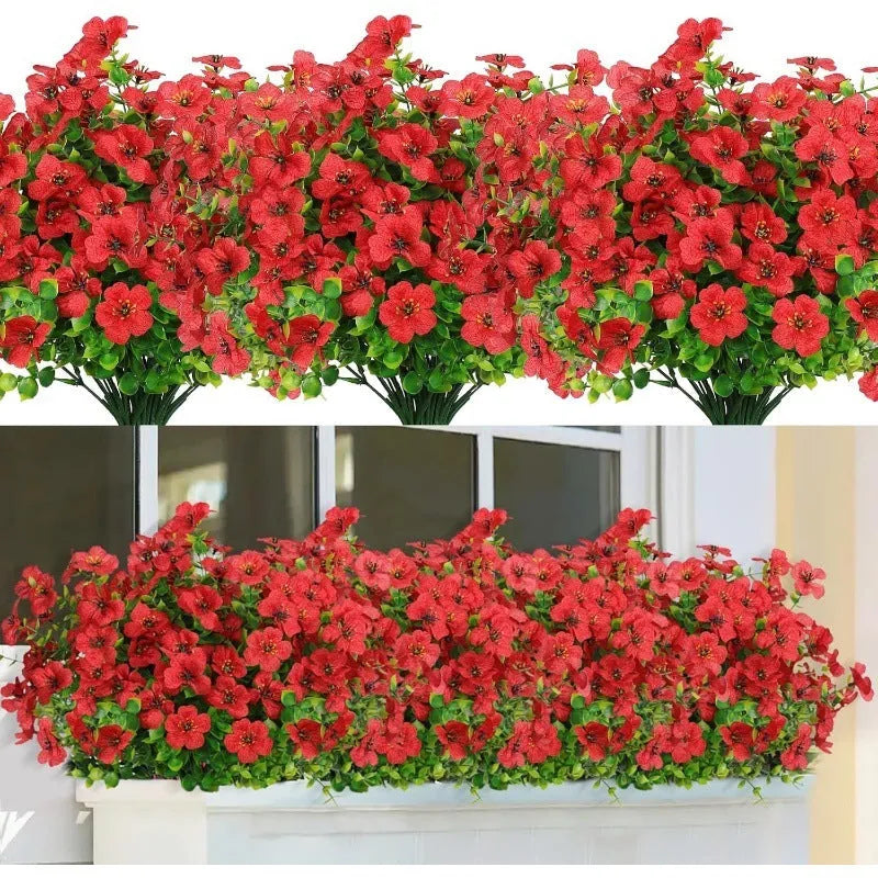 Artificial eucalyptus violet flower stem in plastic, available in seven colours for home and wedding decor